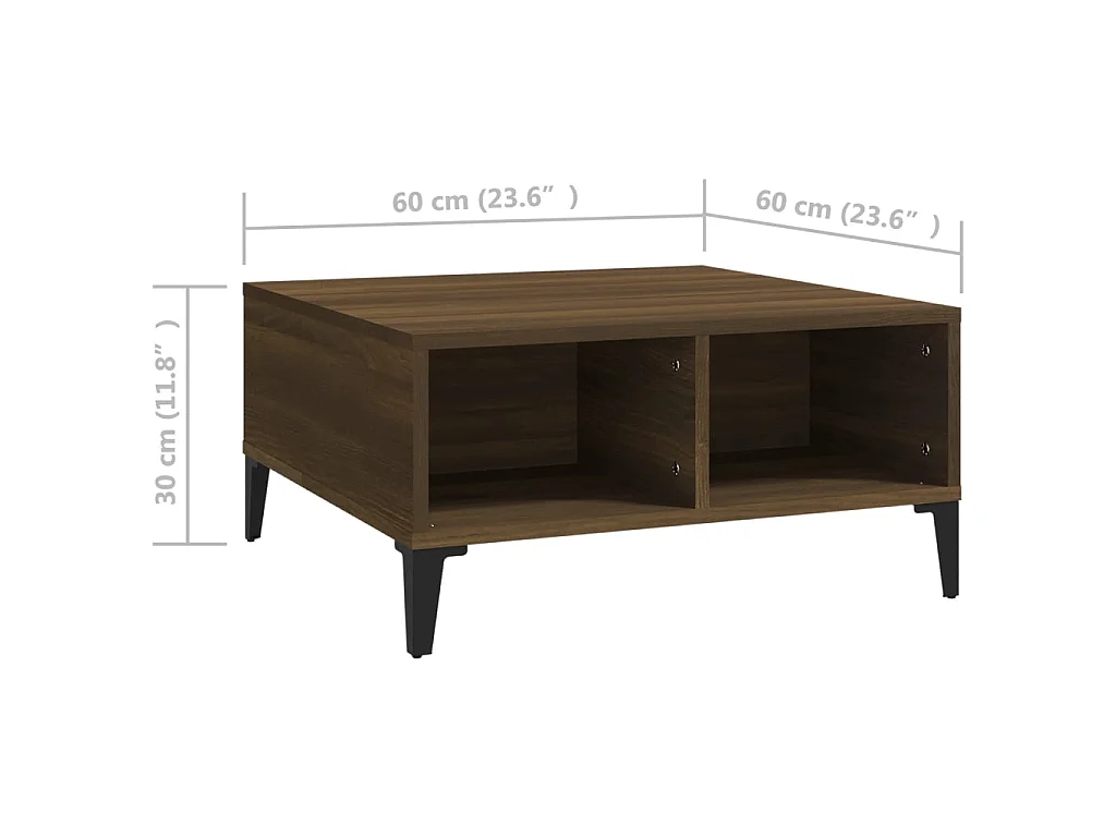 Couchtisch Braun Beistelltisch Eichen-Optik 60x60x30 cm Holzwerkstoff -MN22358