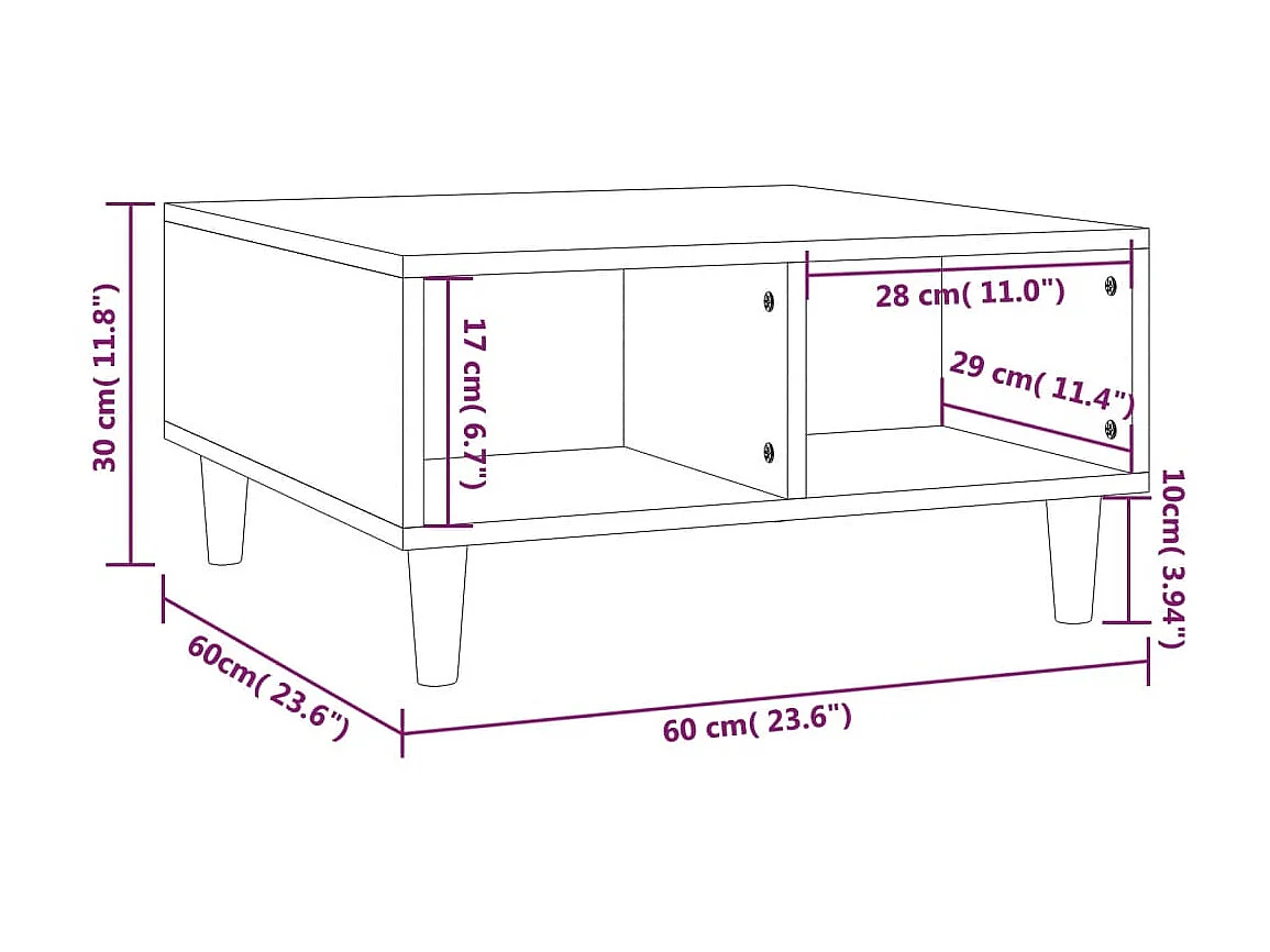 Couchtisch Braun Beistelltisch Eichen-Optik 60x60x30 cm Holzwerkstoff -MN11302