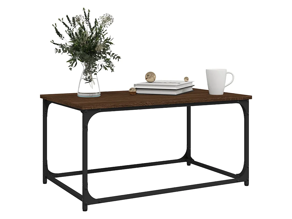 Couchtisch Braun Beistelltisch Eichen-Optik 80x50x40 cm Holzwerkstoff Eisen -MN38339