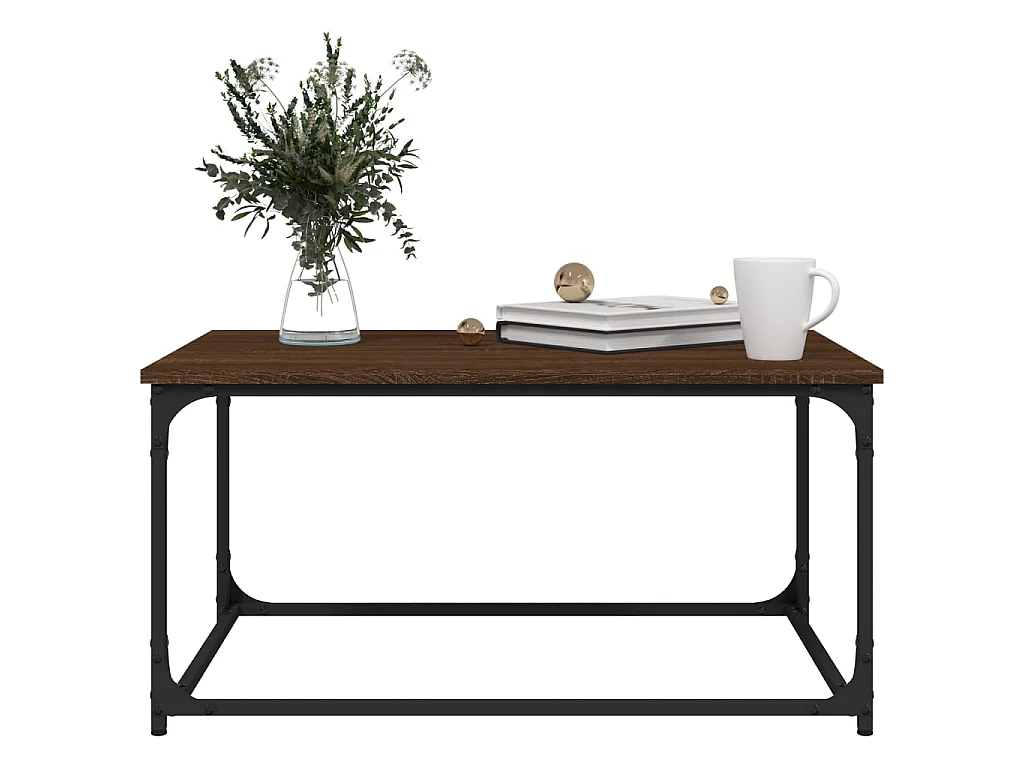 Couchtisch Braun Beistelltisch Eichen-Optik 80x50x40 cm Holzwerkstoff Eisen -MN38339
