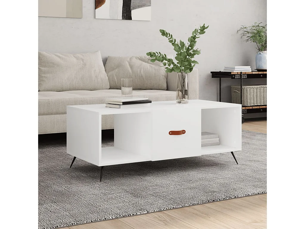 Couchtisch Beistelltisch Weiß 102x50x40 cm Holzwerkstoff -MN83257