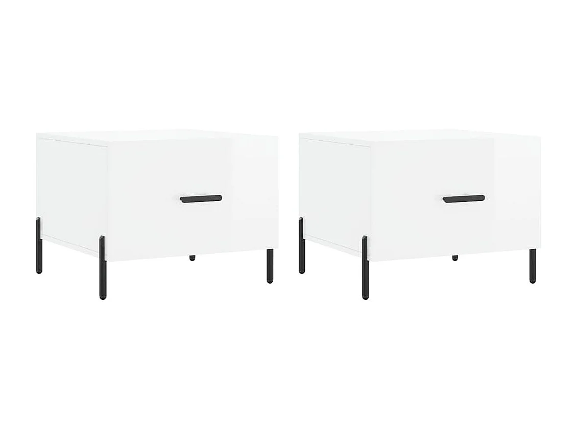 2er-Set Couchtische Beistelltisch Hochglanz-Weiß 50x50x40 cm Holzwerkstoff -MN46400