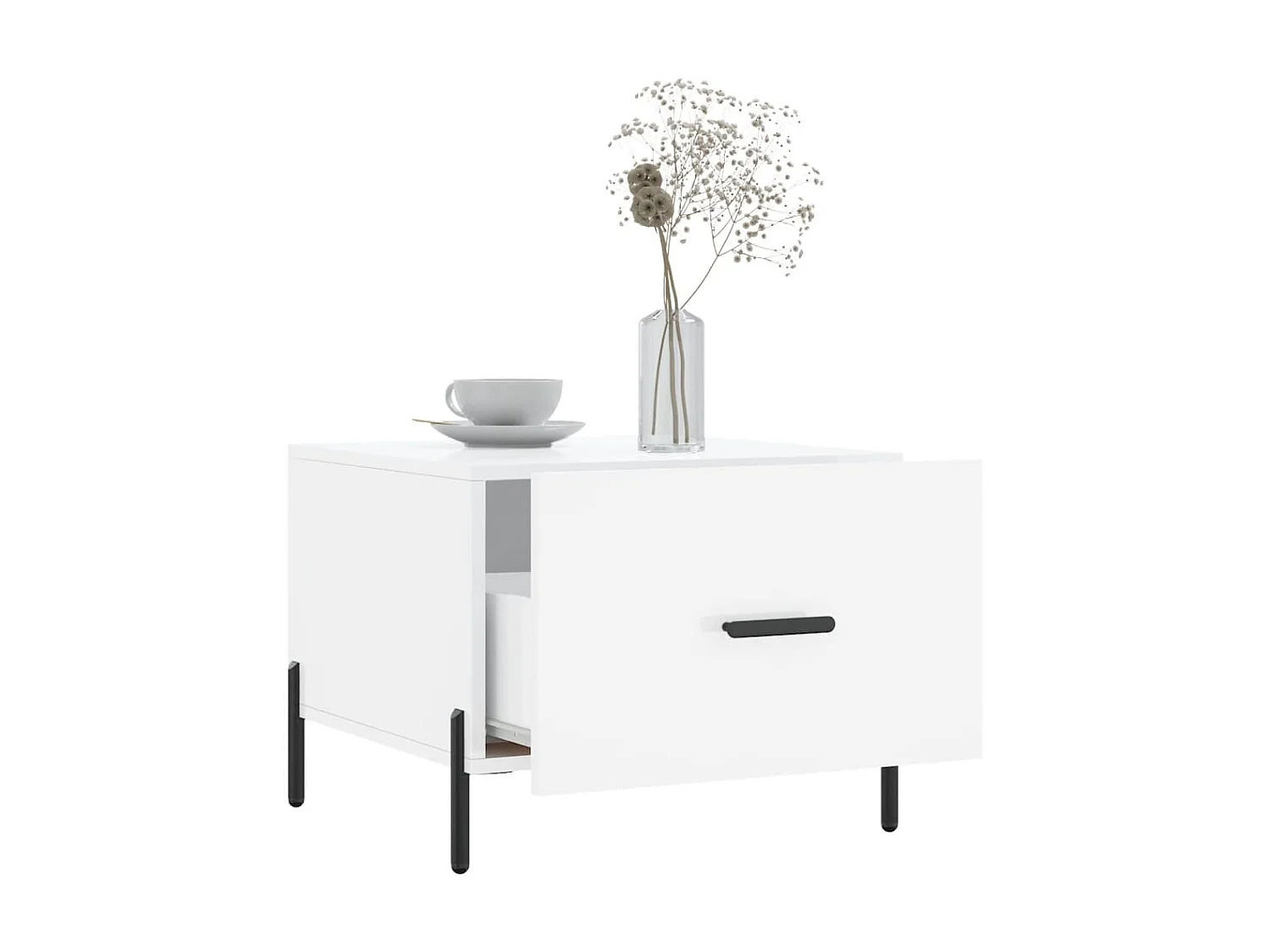 2er-Set Couchtische Beistelltisch Hochglanz-Weiß 50x50x40 cm Holzwerkstoff -MN46400