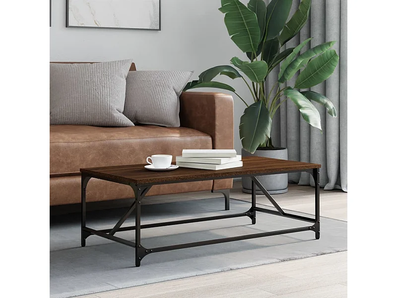 Couchtisch Braun Beistelltisch Eichen-Optik 100x50x35 cm Holzwerkstoff -MN58173