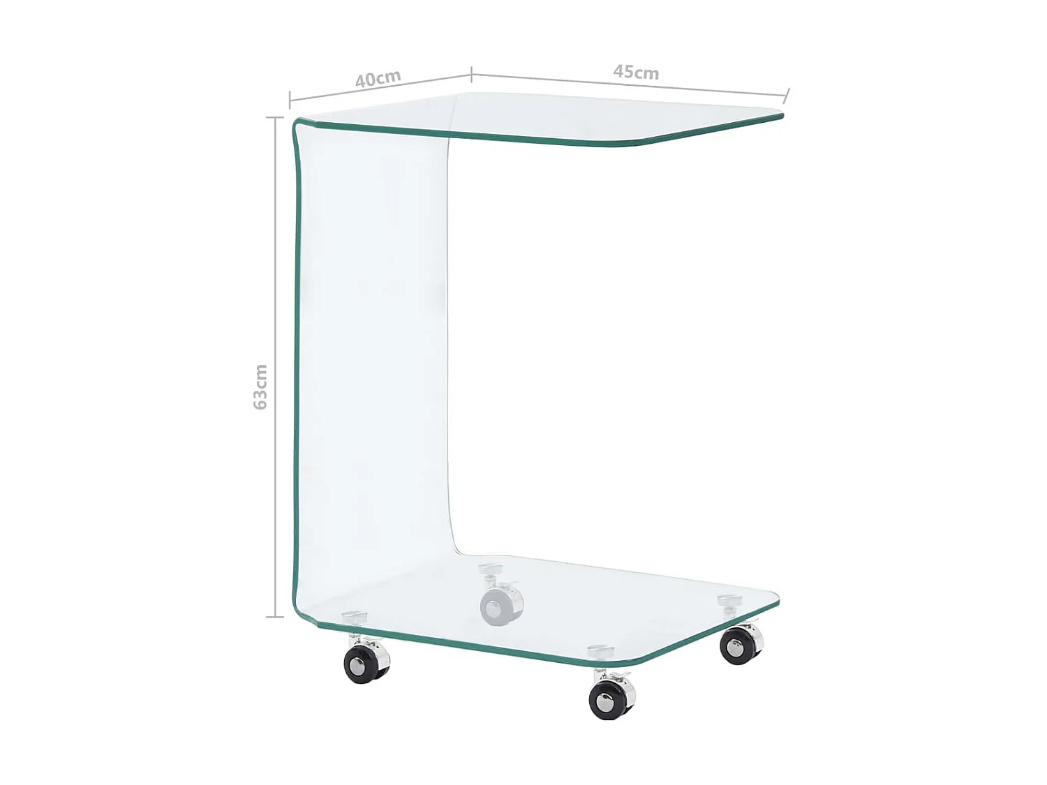 Couchtisch Beistelltisch 45x40x63 cm Hartglas -MN78130