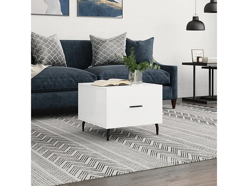 Couchtisch Beistelltisch Hochglanz-Weiß 50x50x40 cm Holzwerkstoff -MN81612