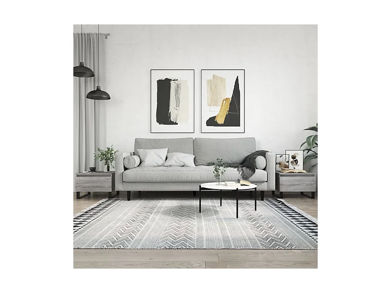 2er-Set Couchtische Beistelltisch Grau Sonoma 50x46x35 cm Holzwerkstoff -MN55715