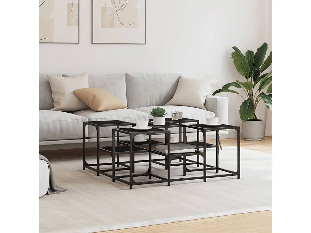 Couchtisch Beistelltisch Schwarz 91x91x40 cm Holzwerkstoff -MN77571