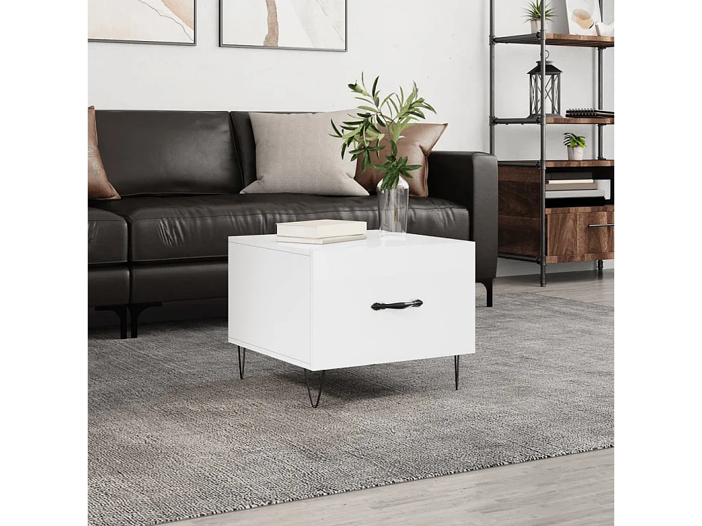 Couchtisch Beistelltisch Hochglanz-Weiß 50x50x40 cm Holzwerkstoff -MN87178
