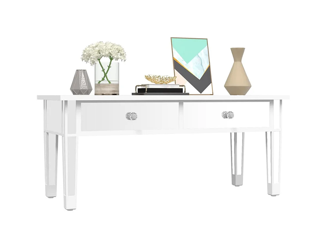 Spiegel-Couchtisch,Beistelltisch 106x45x45 cm Holzwerkstoff und Glas -MN21079