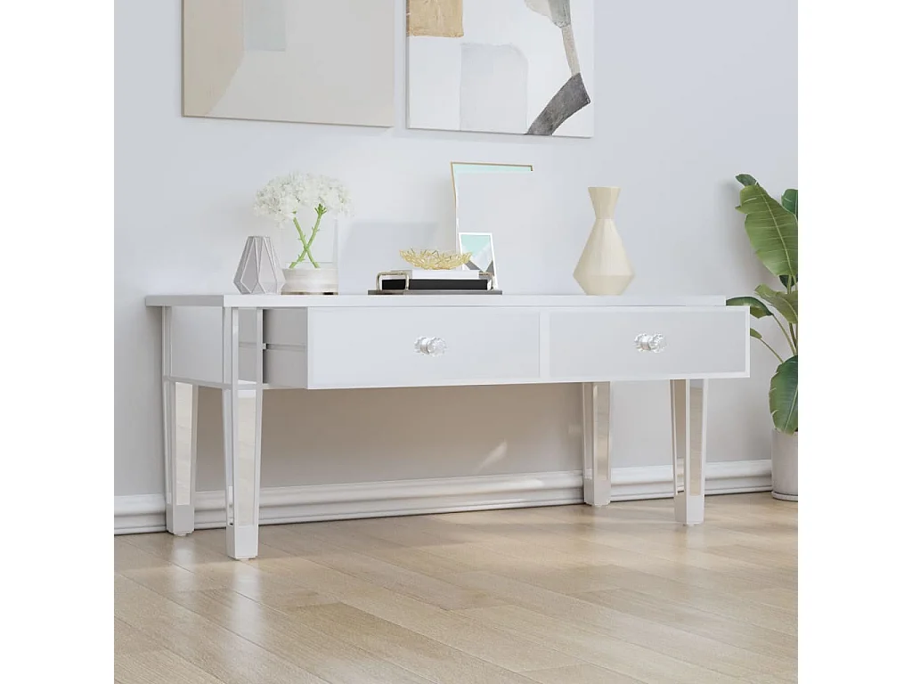 Spiegel-Couchtisch,Beistelltisch 106x45x45 cm Holzwerkstoff und Glas -MN21079