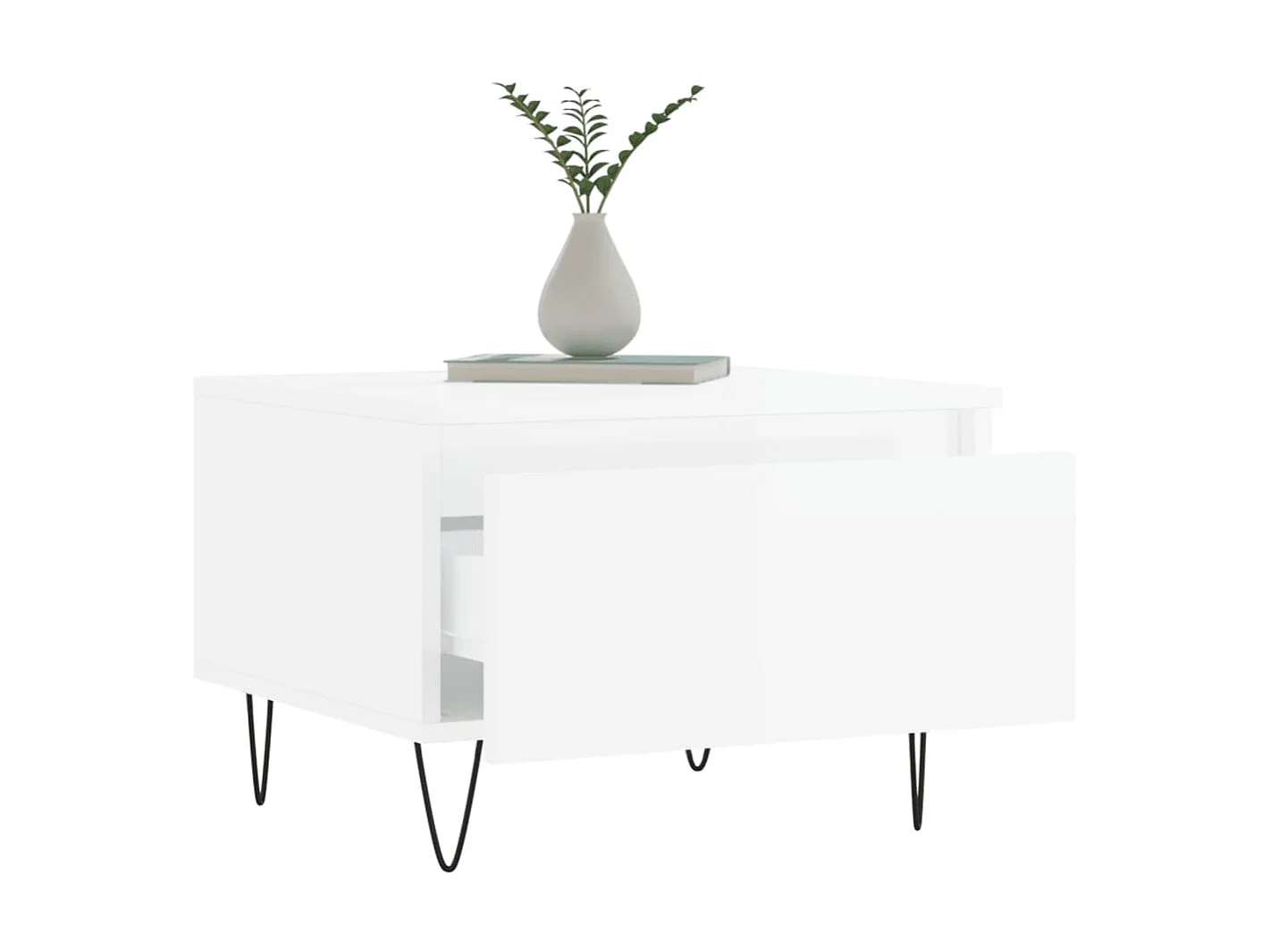 2er-Set Couchtische Beistelltisch Hochglanz-Weiß 50x46x35 cm Holzwerkstoff -MN97090