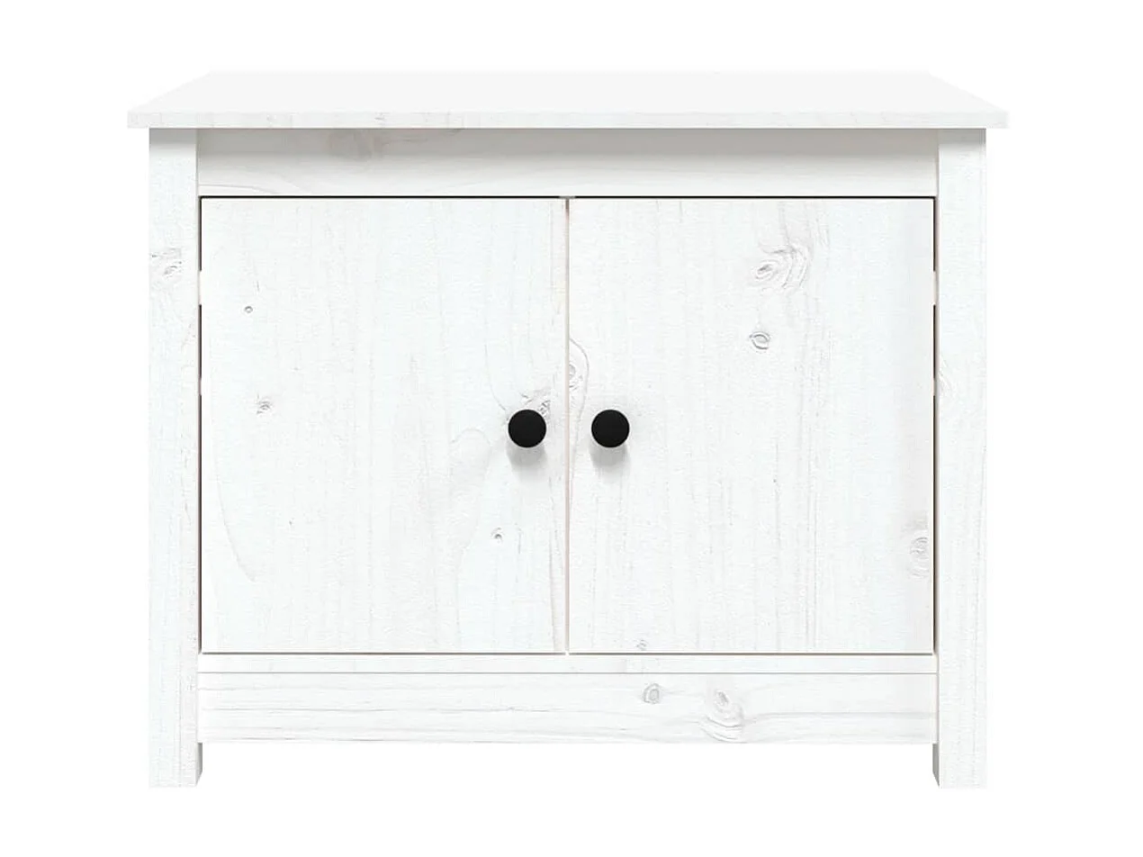 Couchtisch Beistelltisch Weiß 71x49x55 cm Massivholz Kiefer -MN70825