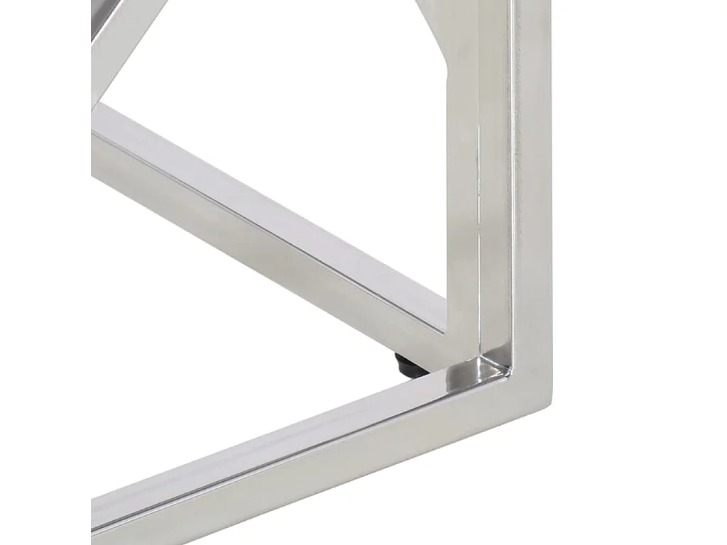 Couchtisch Beistelltisch Silbern Edelstahl und Massivholz Akazie -MN76819