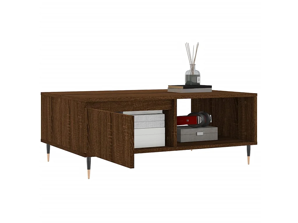 Couchtisch Braun Beistelltisch Eichen-Optik 90x60x35 cm Holzwerkstoff -MN54730