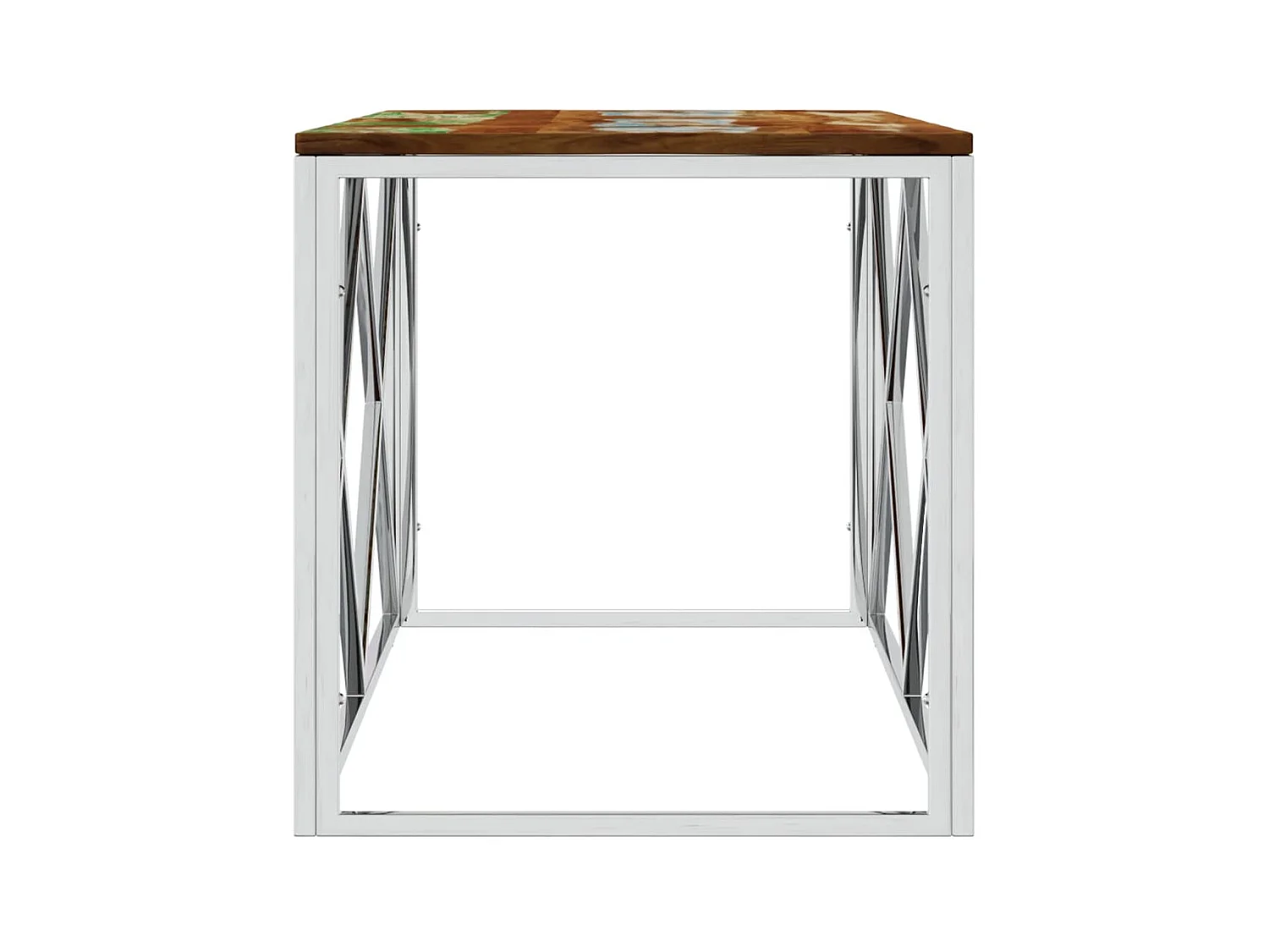 Couchtisch Beistelltisch Edelstahl und Altholz Massiv -MN62850