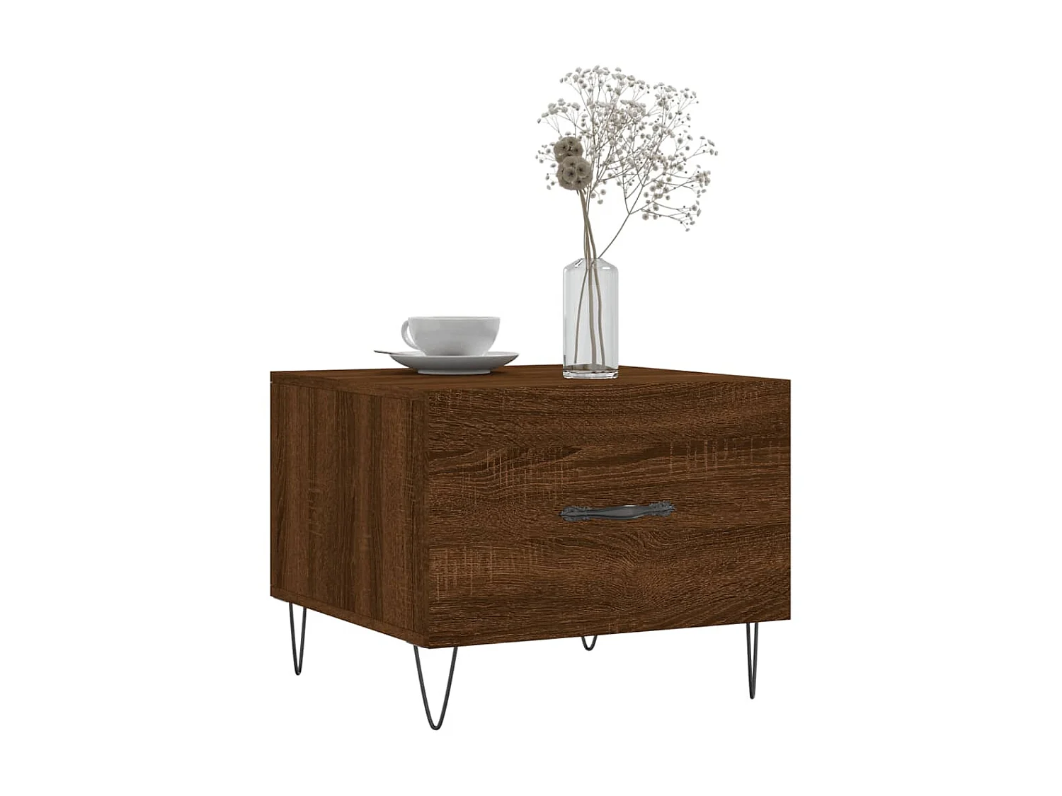 Couchtisch Braun Beistelltisch Eichen-Optik 50x50x40 cm Holzwerkstoff -MN60530