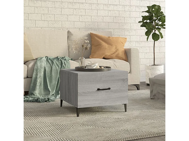 Couchtisch Beistelltisch mit Metallbeinen Grau Sonoma 50x50x40 cm -MN16112