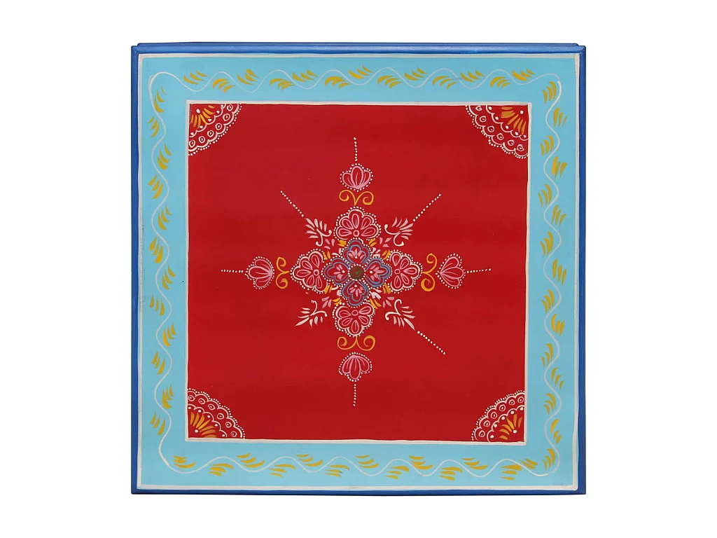 Couchtisch Beistelltisch Rot Handbemalt Massivholz Mango -MN74183