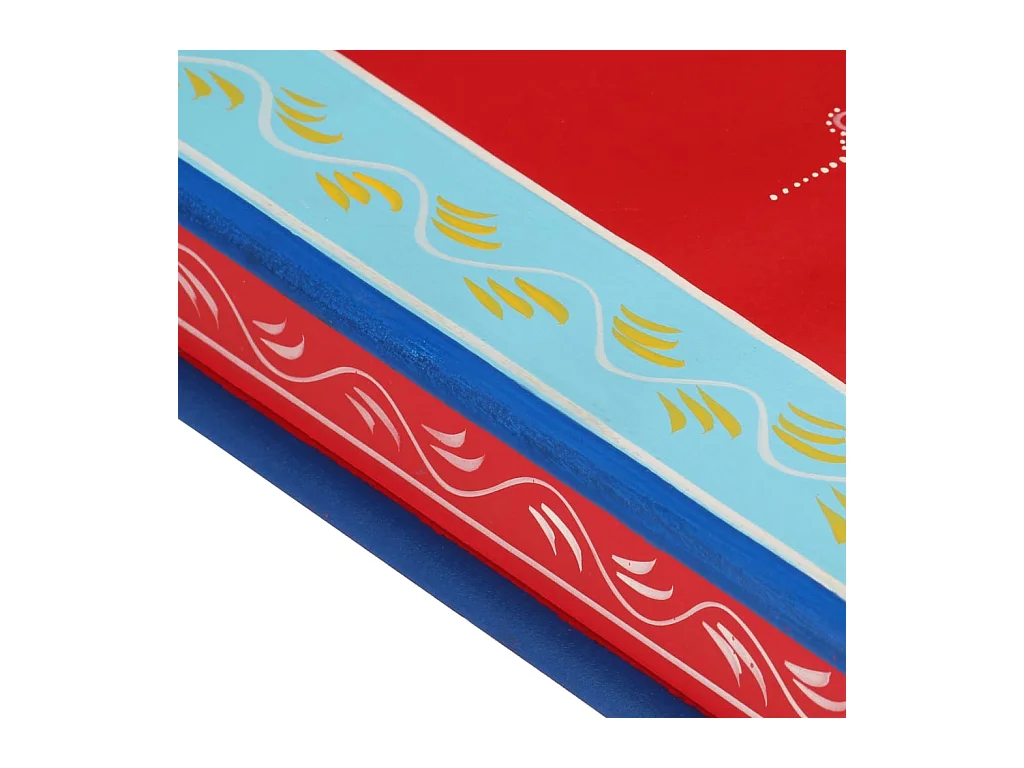 Couchtisch Beistelltisch Rot Handbemalt Massivholz Mango -MN74183