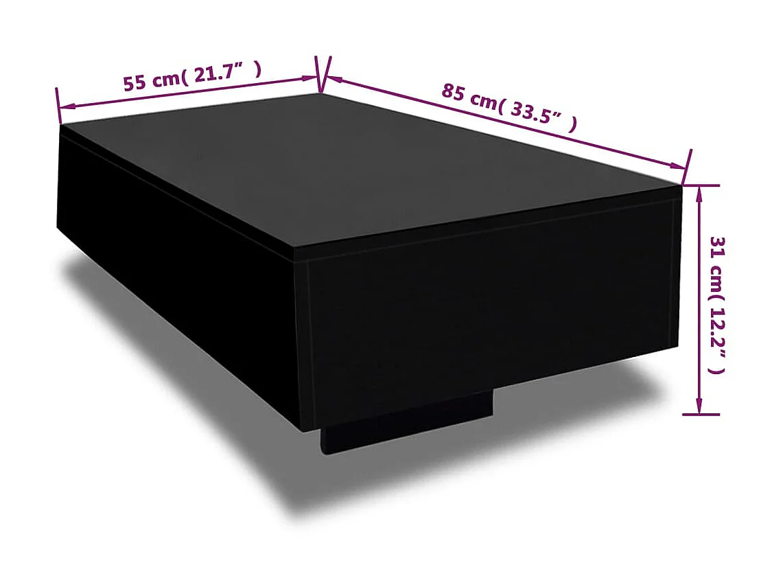 Couchtisch Beistelltisch Hochglanz Schwarz -MN12168