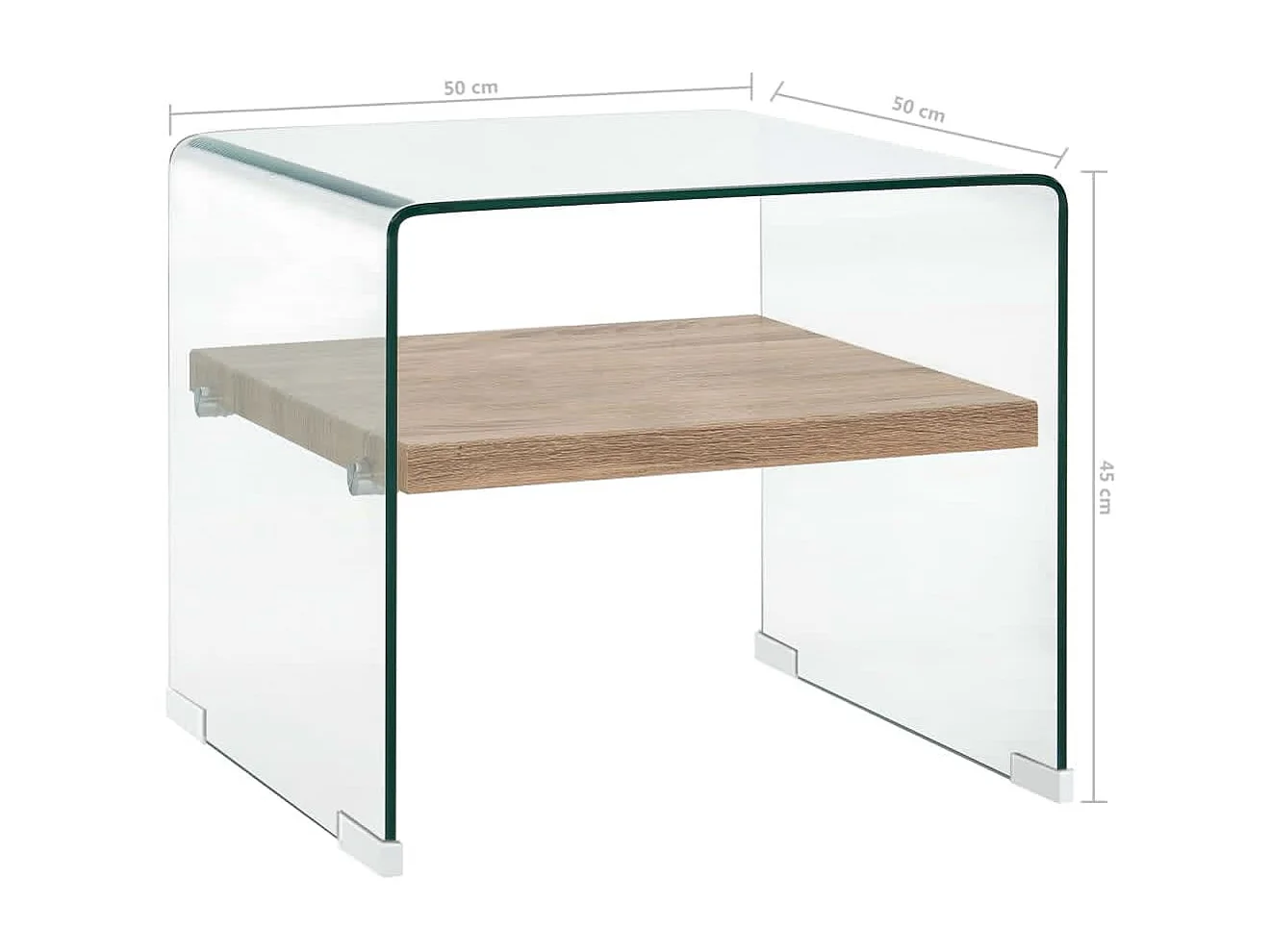 Couchtisch Beistelltisch Transparent 50×50×45 cm Hartglas -MN44658