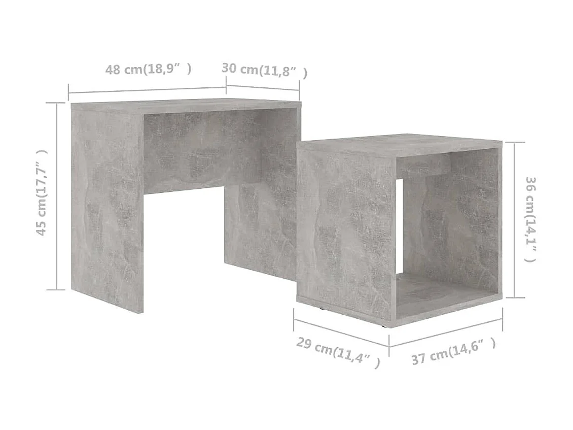 Couchtisch,Beistelltisch-Set Betongrau 48x30x45 cm Holzwerkstoff -MN55264