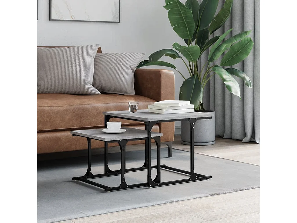 2er-Set Satztische Couchtische Grau Sonoma Holzwerkstoff -MN52514