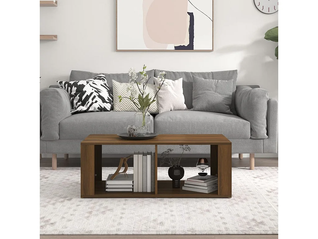 Couchtisch Braun Beistelltisch Eichen-Optik 100x50x36 cm Holzwerkstoff -MN39646