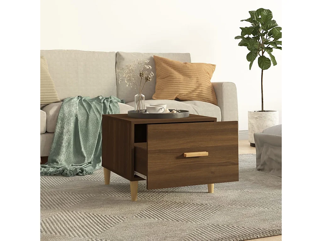 2er-Set Couchtische Beistelltisch Braun Eichen-Optik 50x50x40 cm Holzwerkstoff -MN91774