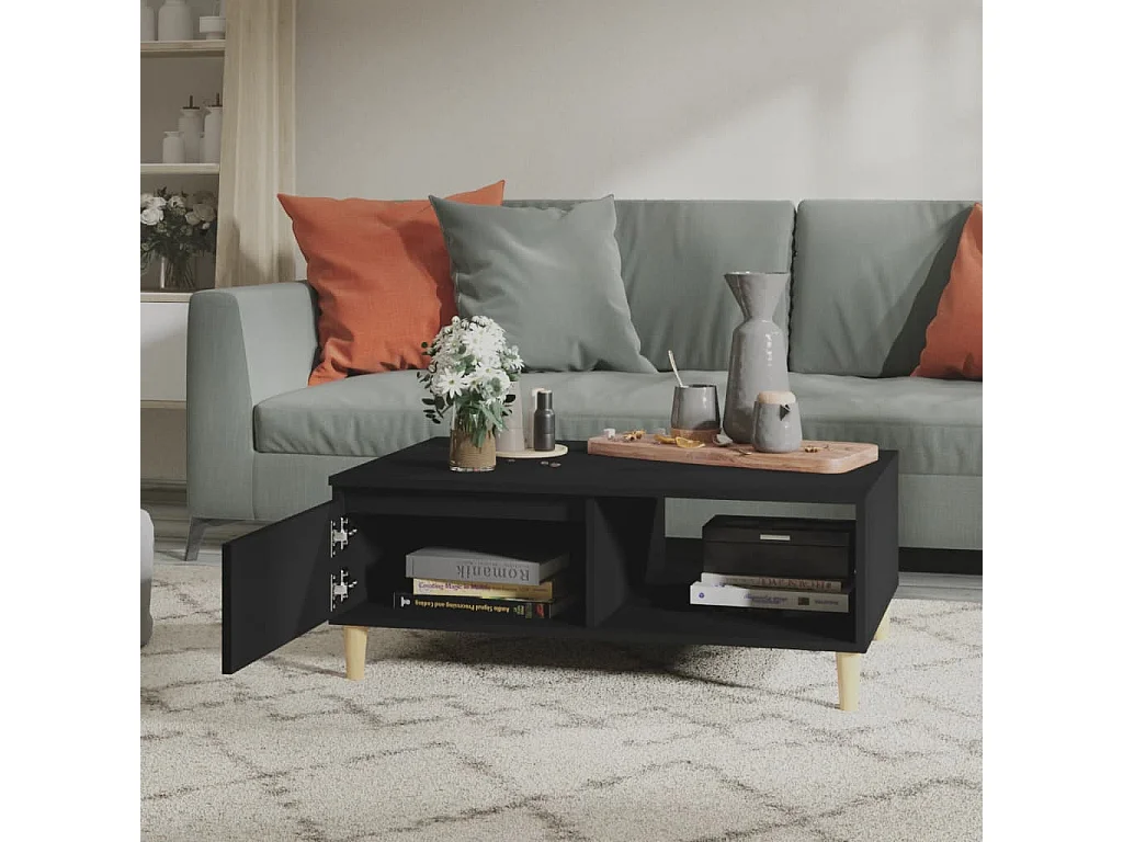 Couchtisch Beistelltisch Schwarz 90x60x35 cm Holzwerkstoff -MN70032