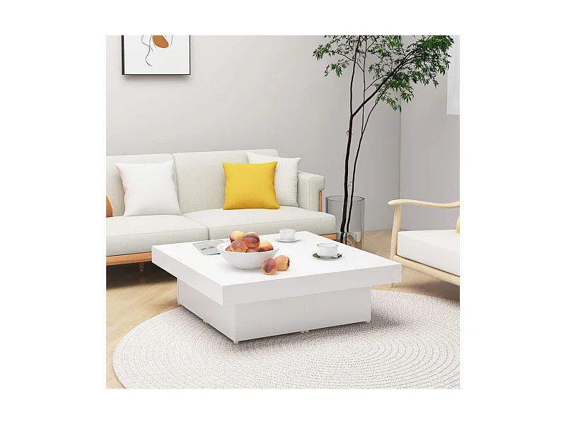 Couchtisch Beistelltisch Weiß 90x90x28 cm Holzwerkstoff -MN30707