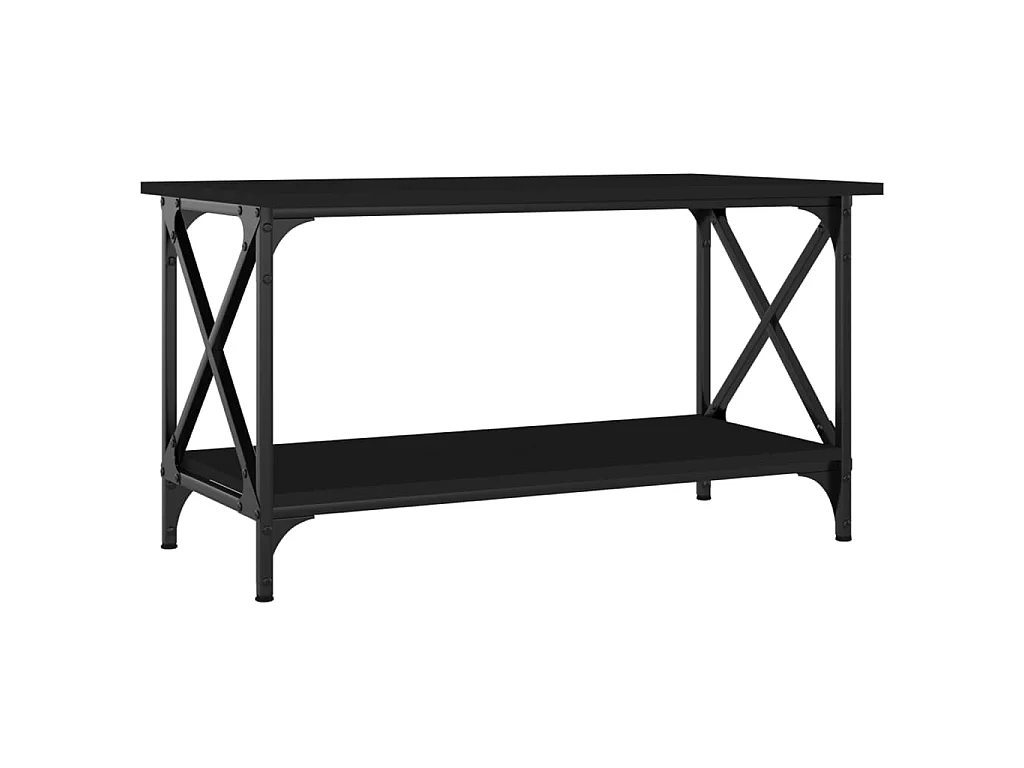 Couchtisch Beistelltisch Schwarz 80x45x45 cm Holzwerkstoff und Eisen -MN10904