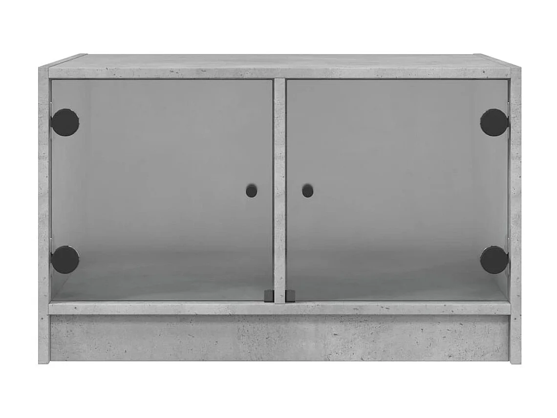 Couchtisch Beistelltisch mit Glastüren Betongrau 68x50x42 cm -MN12505