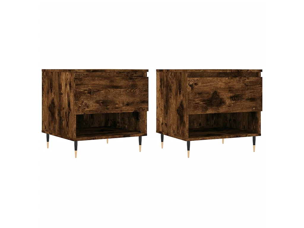 2er-Set Couchtische Beistelltisch Räuchereiche 50x46x50 cm Holzwerkstoff -MN64256