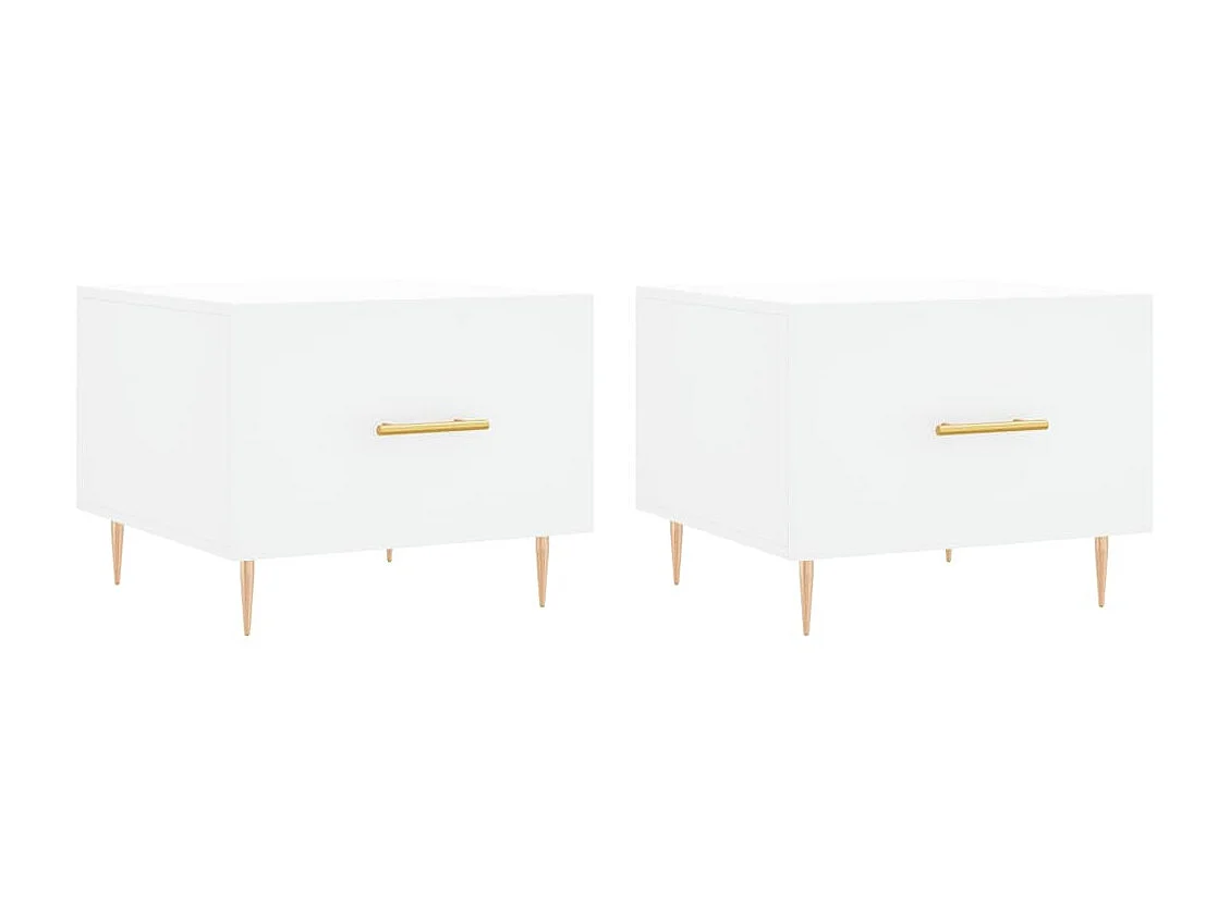 2er-Set Couchtische Beistelltisch Weiß 50x50x40 cm Holzwerkstoff -MN23303