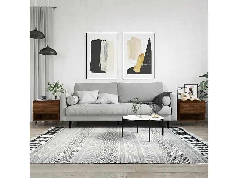 2er-Set Couchtische Beistelltisch Braun Eichen-Optik 50x46x50 cm Holzwerkstoff -MN69201