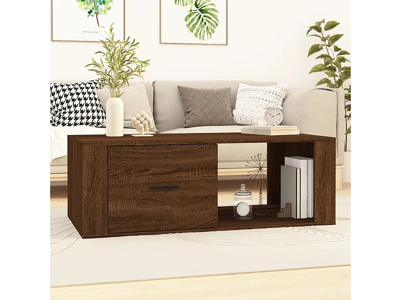 Couchtisch Braun Beistelltisch Eichen-Optik 100x50,5x35 cm Holzwerkstoff -MN70460