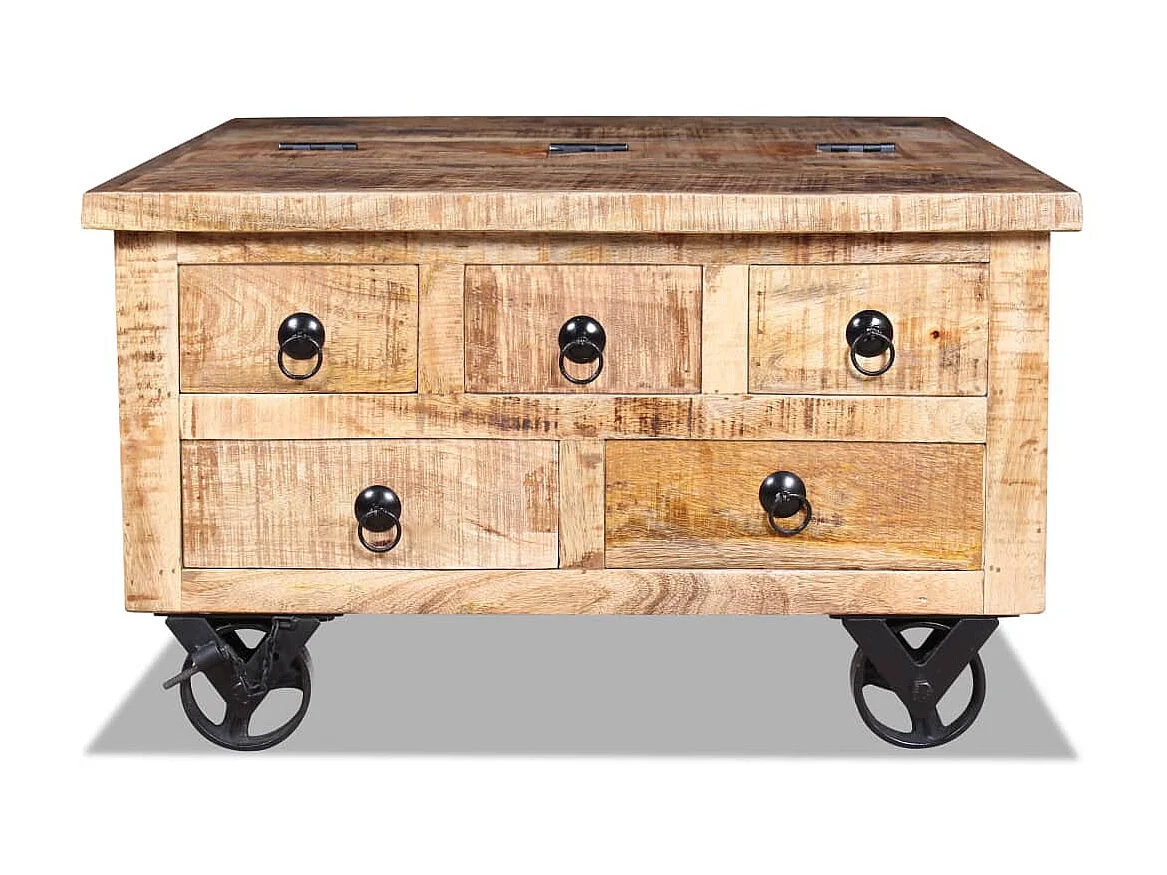 Couchtisch Beistelltisch Raues Mangoholz 70x70x40 cm -MN91755