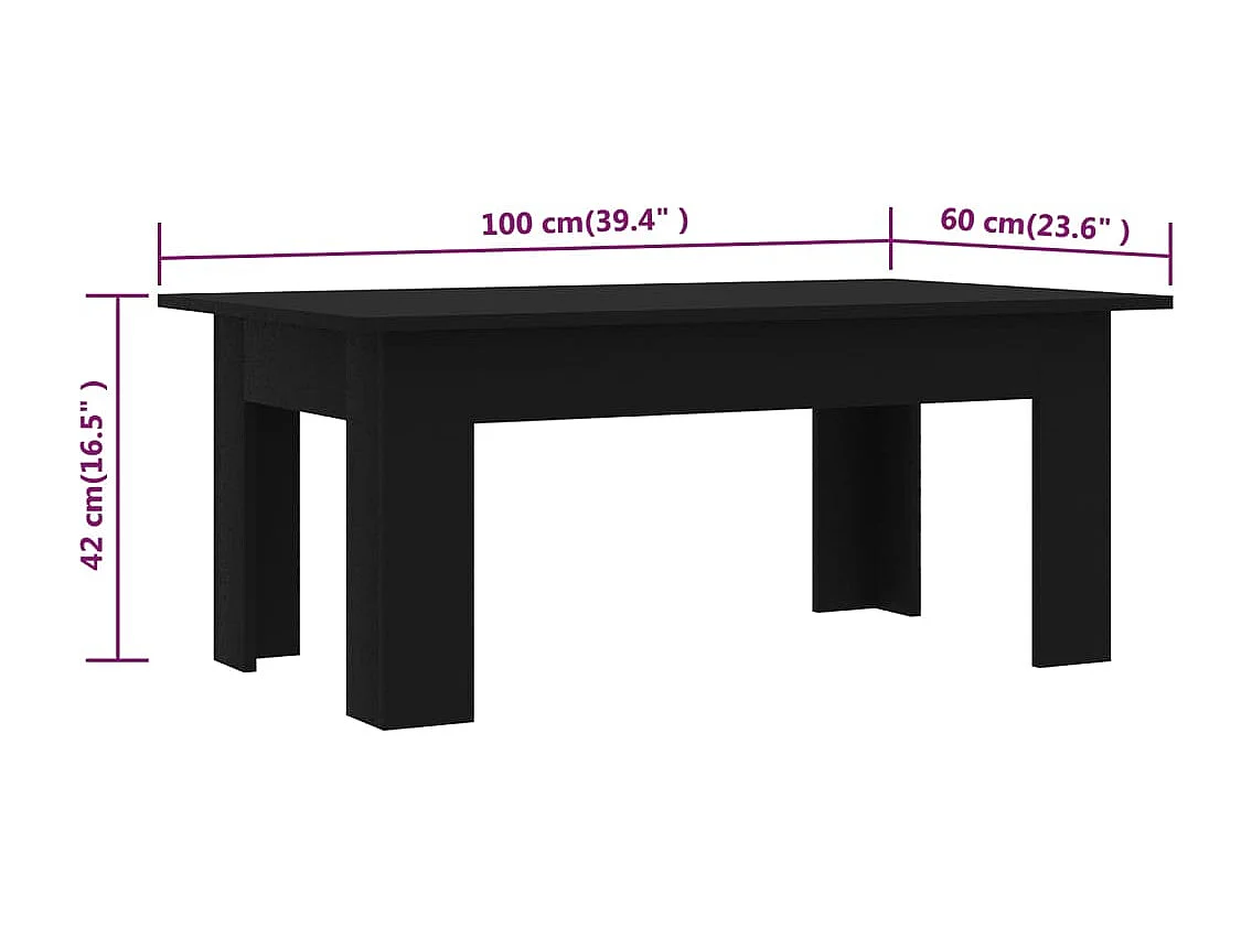 Couchtisch Beistelltisch Schwarz 100x60x42 cm Holzwerkstoff -MN21475
