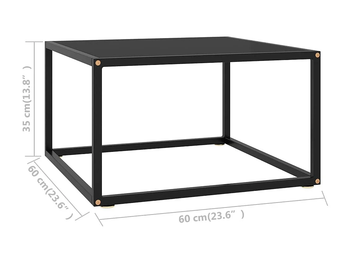 Couchtisch Schwarz mit Schwarzem Glas Beistelltisch 60x60x35 cm -MN87530