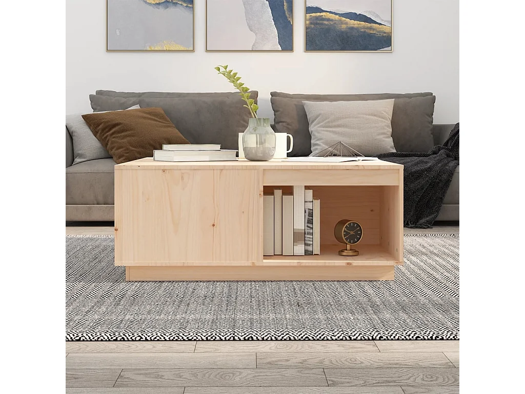 Couchtisch Beistelltisch 100x101x40,5 cm Massivholz Kiefer -MN34099