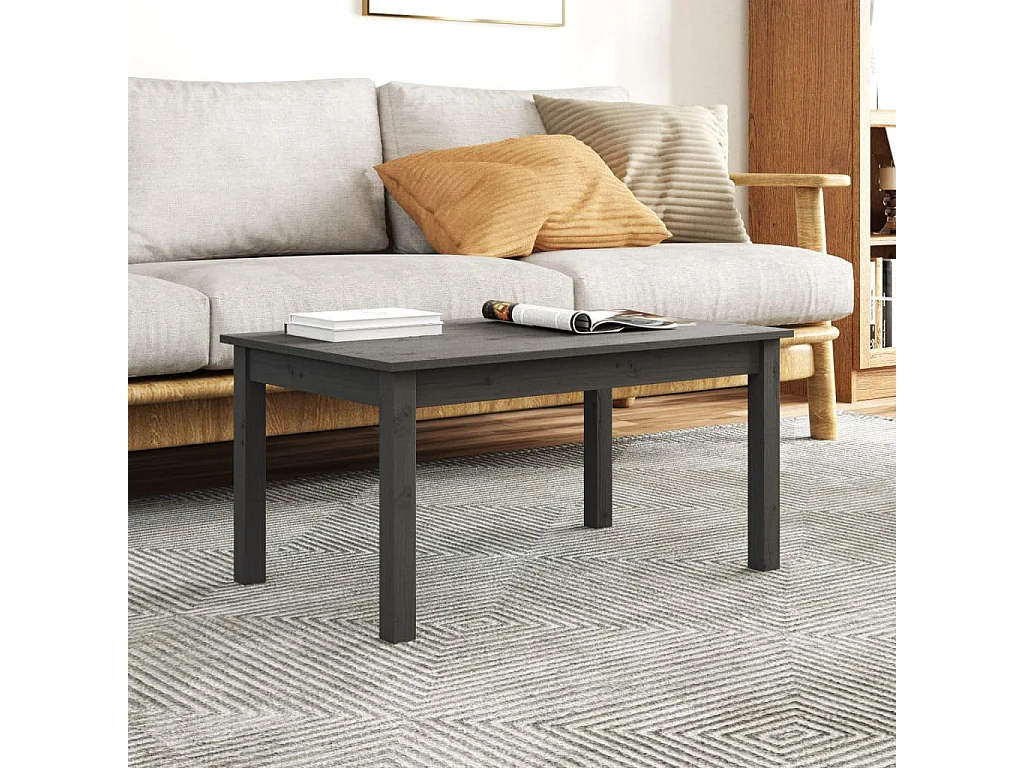 Couchtisch Beistelltisch Grau 80x50x40 cm Massivholz Kiefer -MN28494