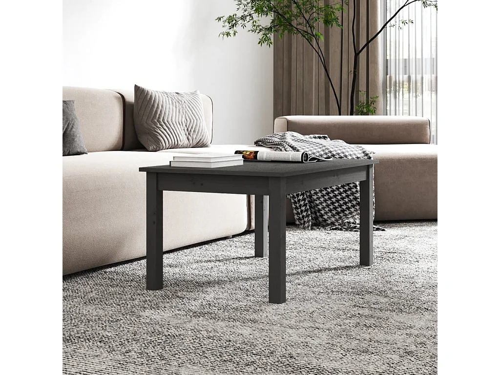 Couchtisch Beistelltisch Grau 80x50x40 cm Massivholz Kiefer -MN28494