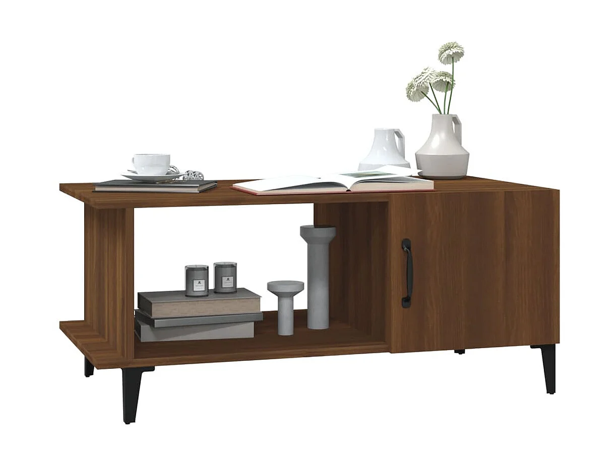 Couchtisch Braun Beistelltisch Eichen-Optik 90x50x40 cm Holzwerkstoff -MN89728