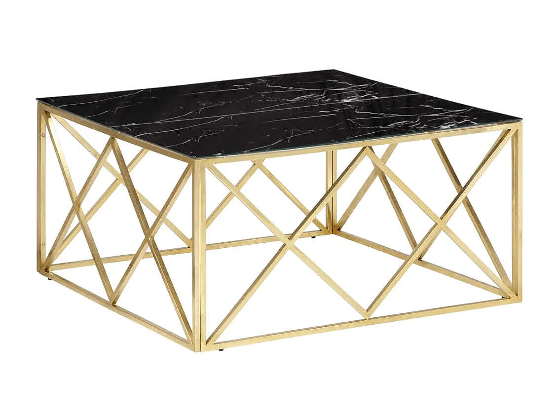 Couchtisch Beistelltisch Golden Edelstahl und Hartglas -MN48332