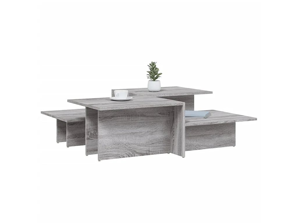 2er-Set Couchtische Beistelltisch Grau Sonoma Holzwerkstoff -MN59454