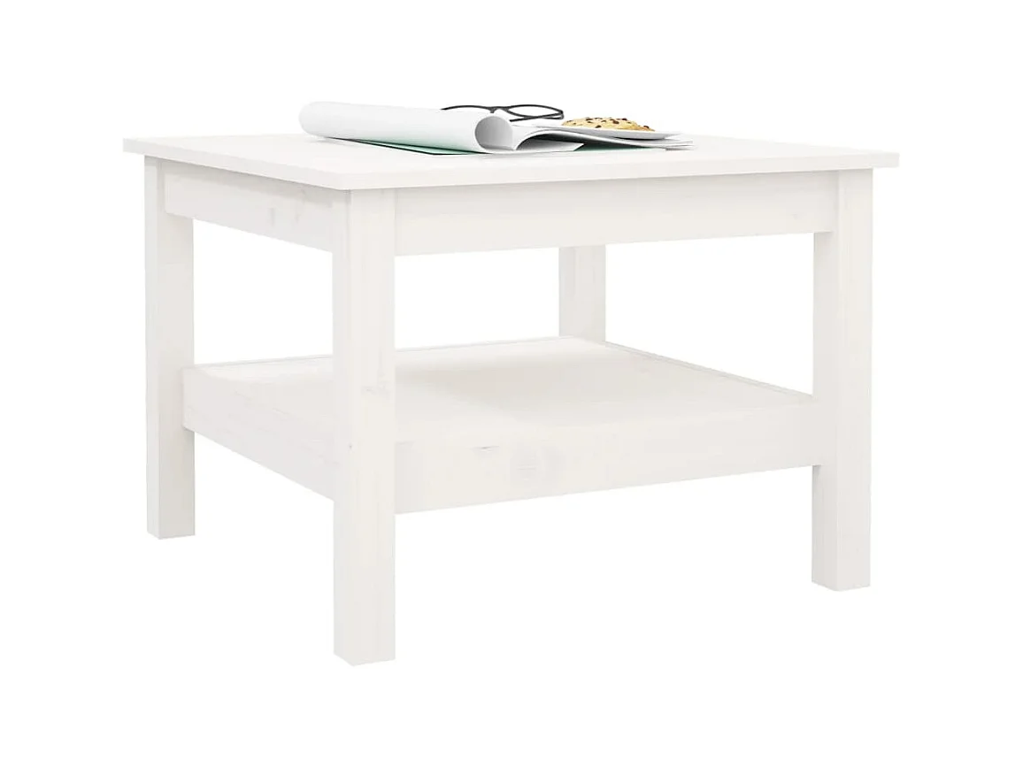 Couchtisch Beistelltisch Weiß 55x55x40 cm Massivholz Kiefer -MN10683