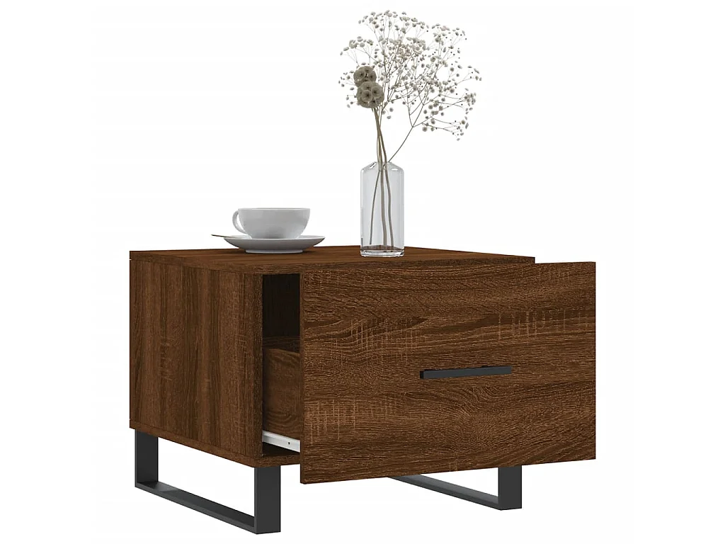 Couchtisch Braun Beistelltisch Eichen-Optik 50x50x40 cm Holzwerkstoff -MN10189