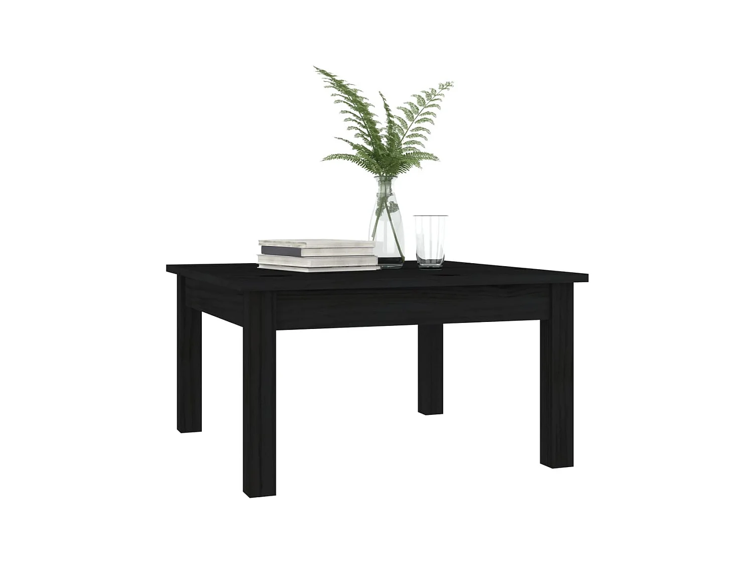 Couchtisch Beistelltisch Schwarz 55x55x30 cm Massivholz Kiefer -MN94008